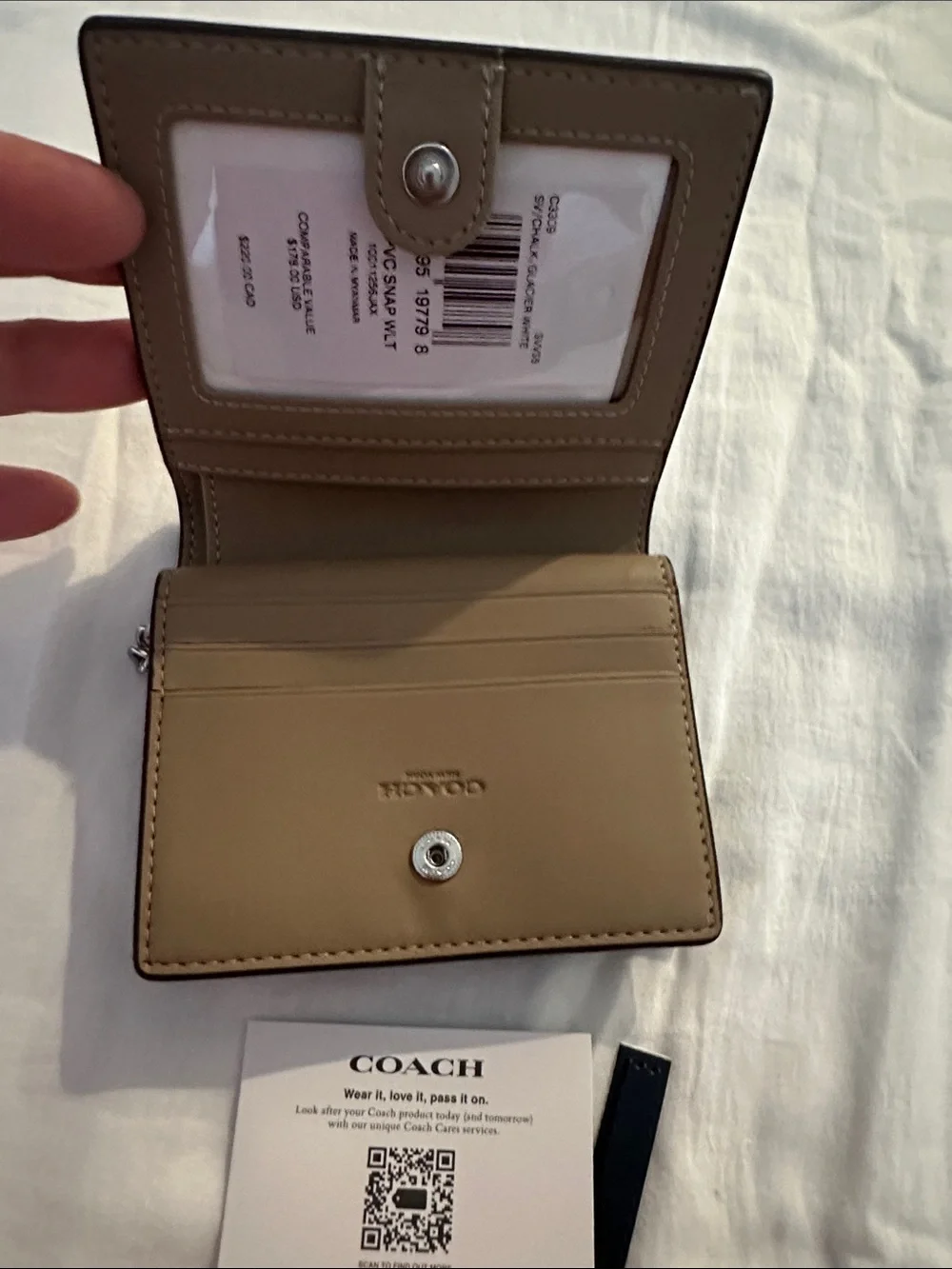Coach Cream Signature Bifold Wallet with Silver Logo